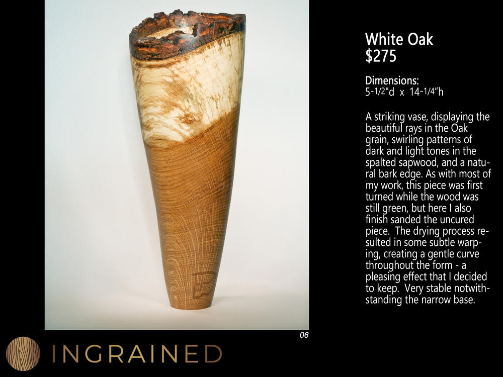 White Oak wood turned vase fine art woodturning