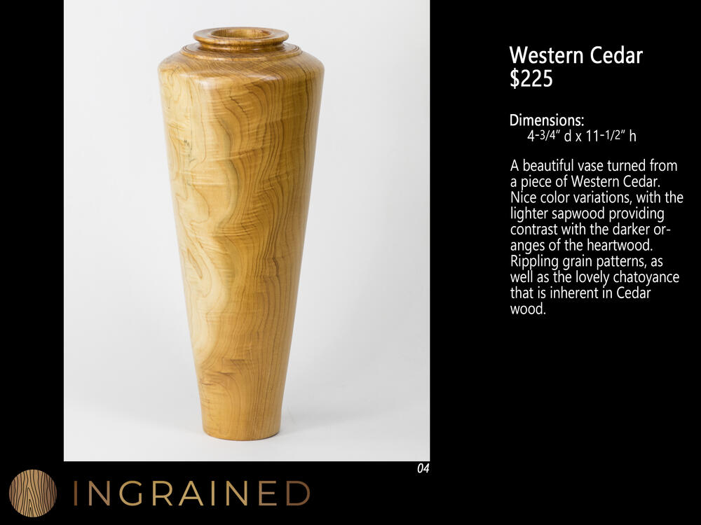 Western Cedar wood turned vase fine art woodturning